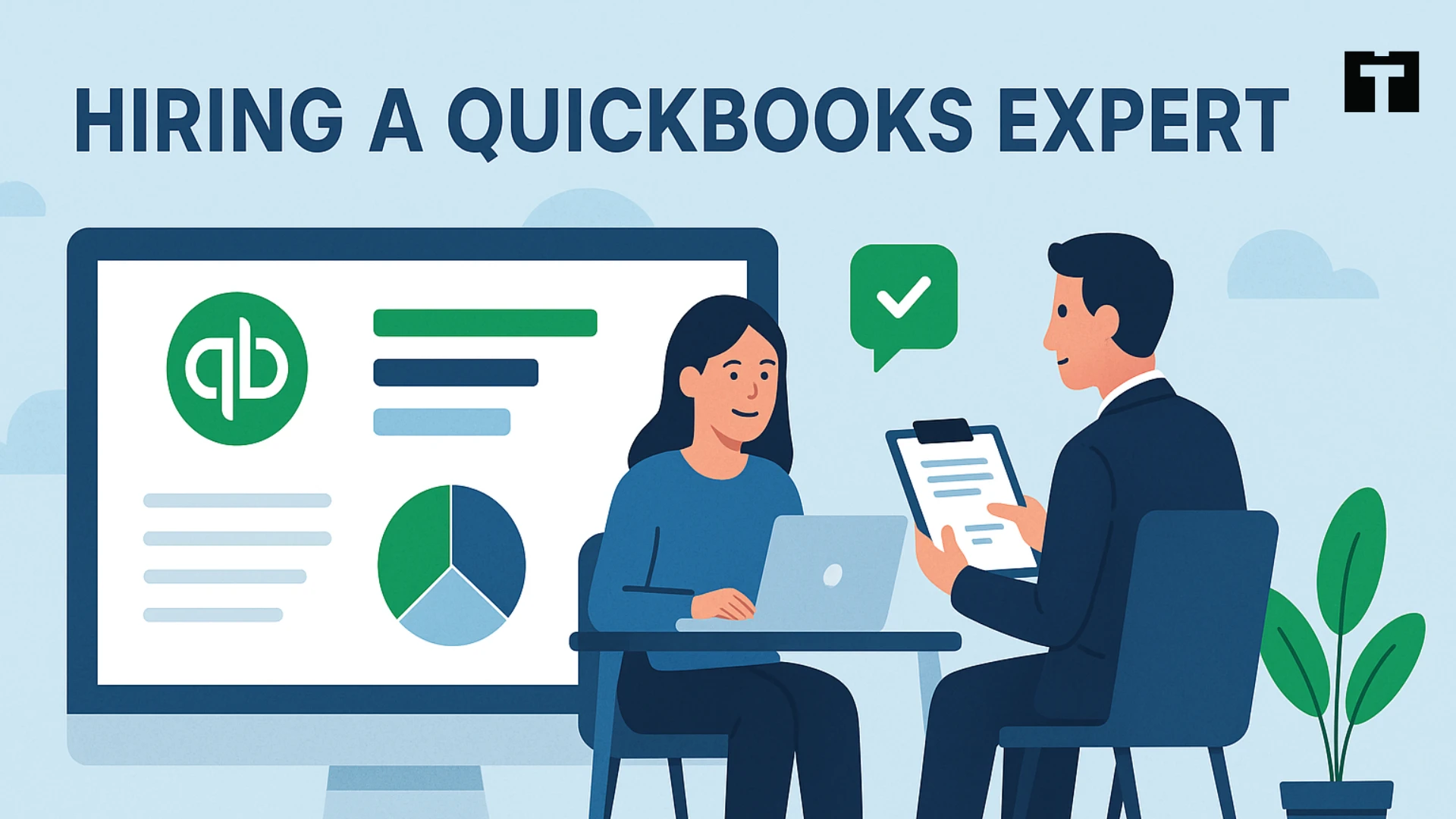 QuickBooks expert helping small business owner.