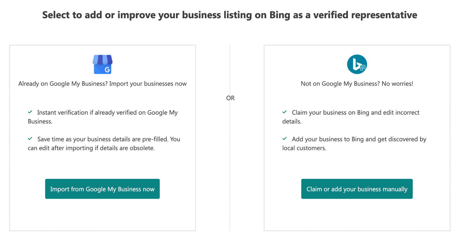 Two ways to create Bing Listing