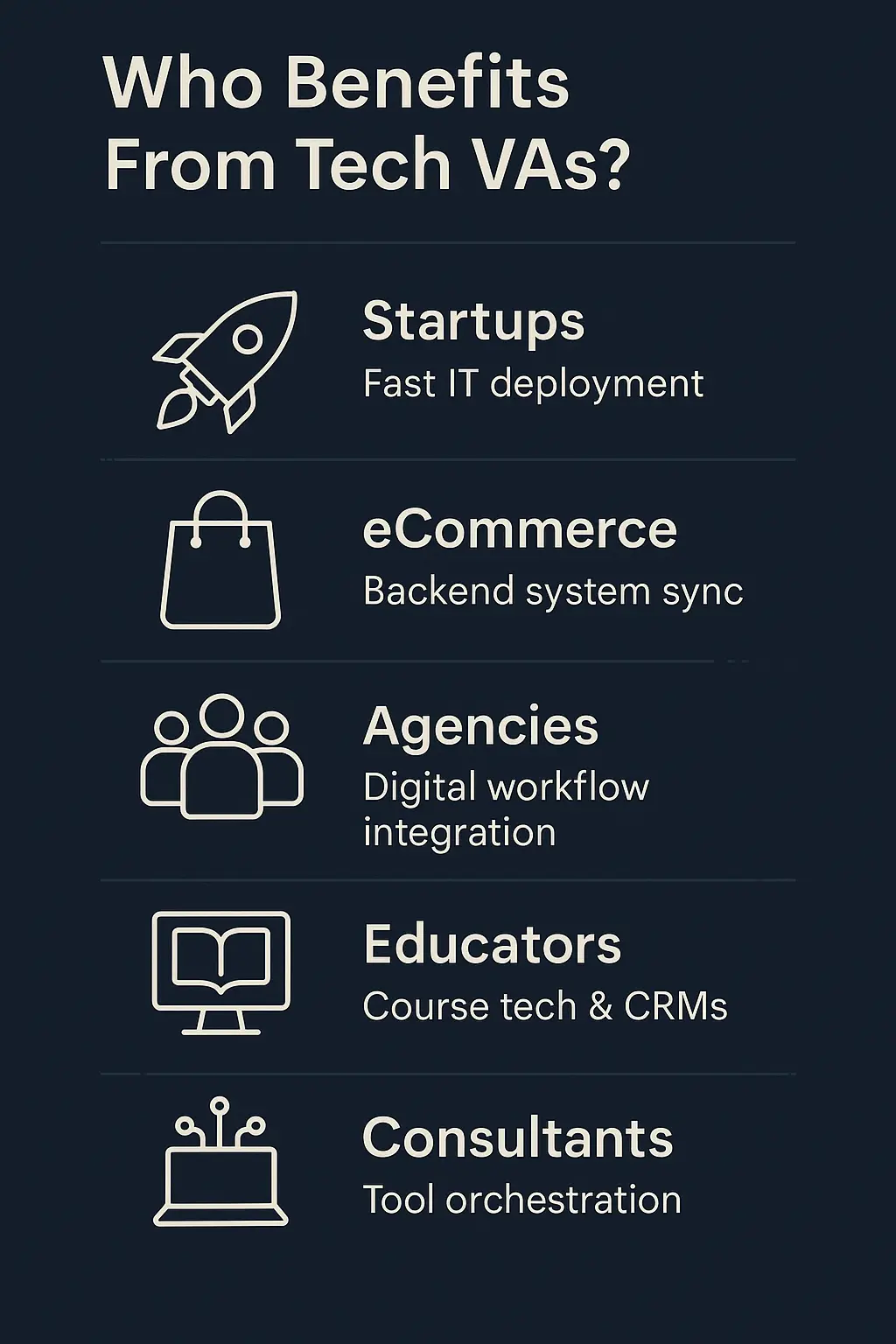 Industries that can benefit form hiring a tech va
