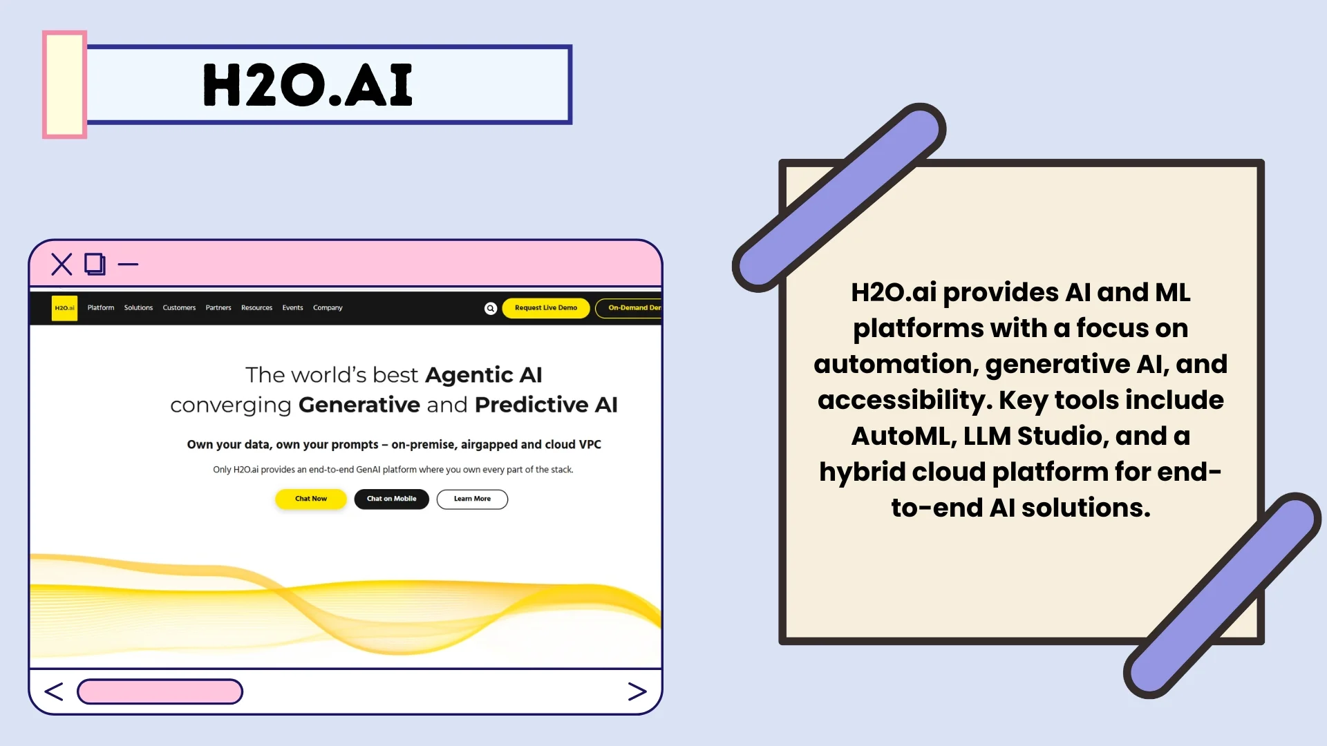 H2O.ai – AutoML + No-Code AI App Creator Software